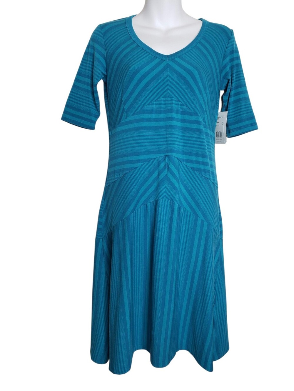 Marmot Ocean Blue Chevron Striped Stretch Midi Monica Dress Women's Size Medium